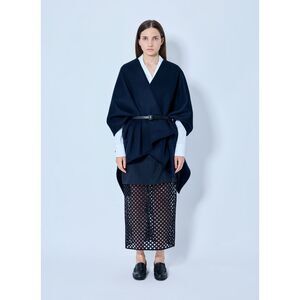 Max Mara Women Belted Wrap Poncho With Cut-Out Skirt